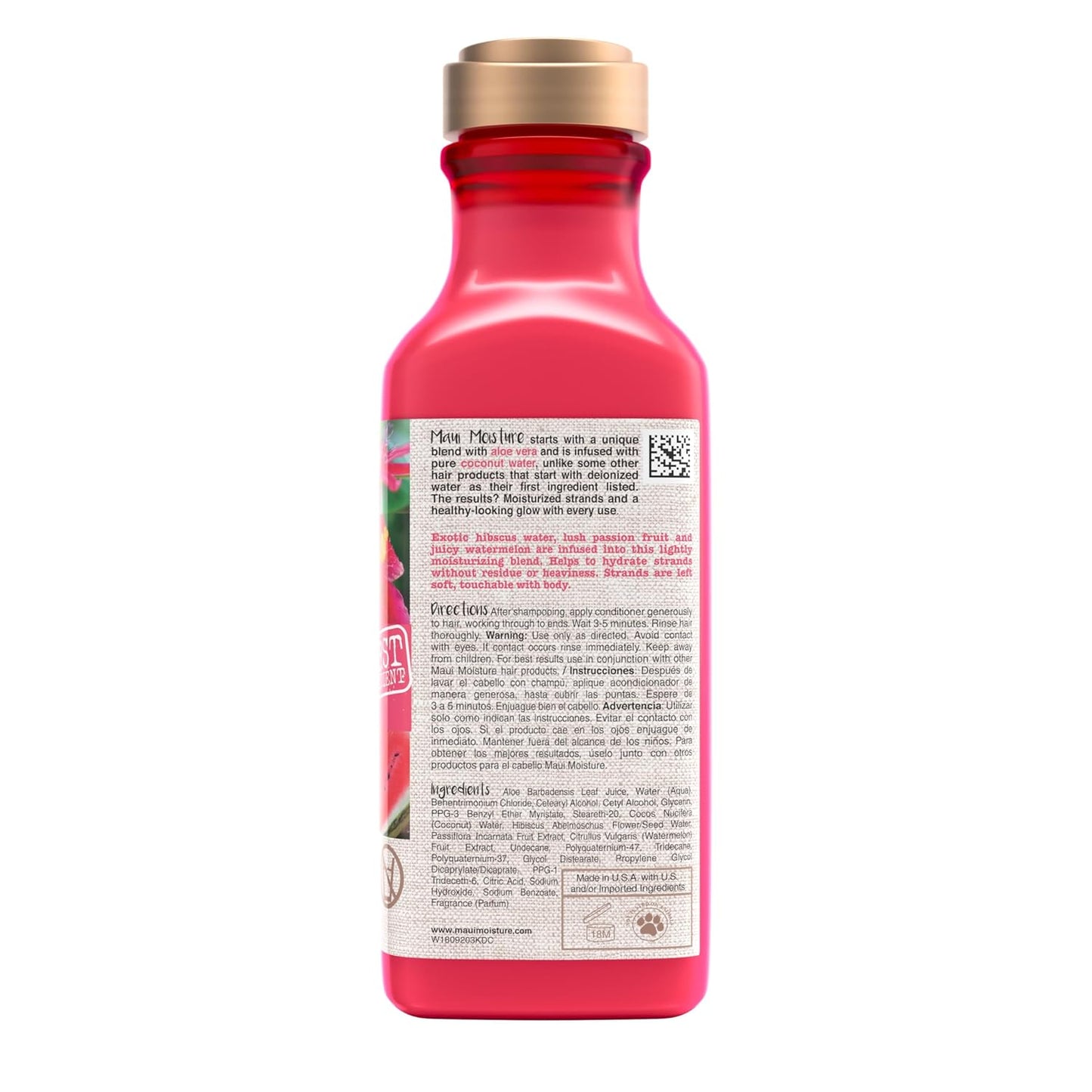 Maui Moisture Lightweight Hydration + Hibiscus Water Conditioner, Nourishing Aloe Vera Conditioner Softens & Quenches Hair, Vegan & Silicone-Free, 13 Fl Oz
