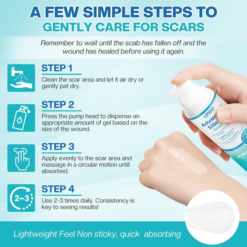Advanced Silicone Scar Cream Gel Scar Removal for Old and New Treatment Remover Fading Surgical Face Burn C Section Heal Fast Acne Keloid for Men and Women Improve the Appearance 50g(1.76 Oz)/ 2 Pack