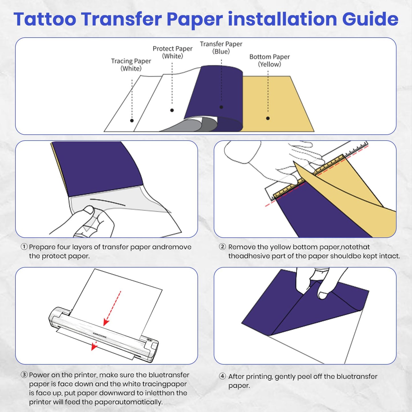 XWKOXWK Tattoo Stencil Printer with 3 pcs Transfer Paper and Thermal Paper,Tattoo Machine for Beginners&Artists,Portable Bluetooth Wireless Inkless Printer Compatible with Phone/Pc (T18)