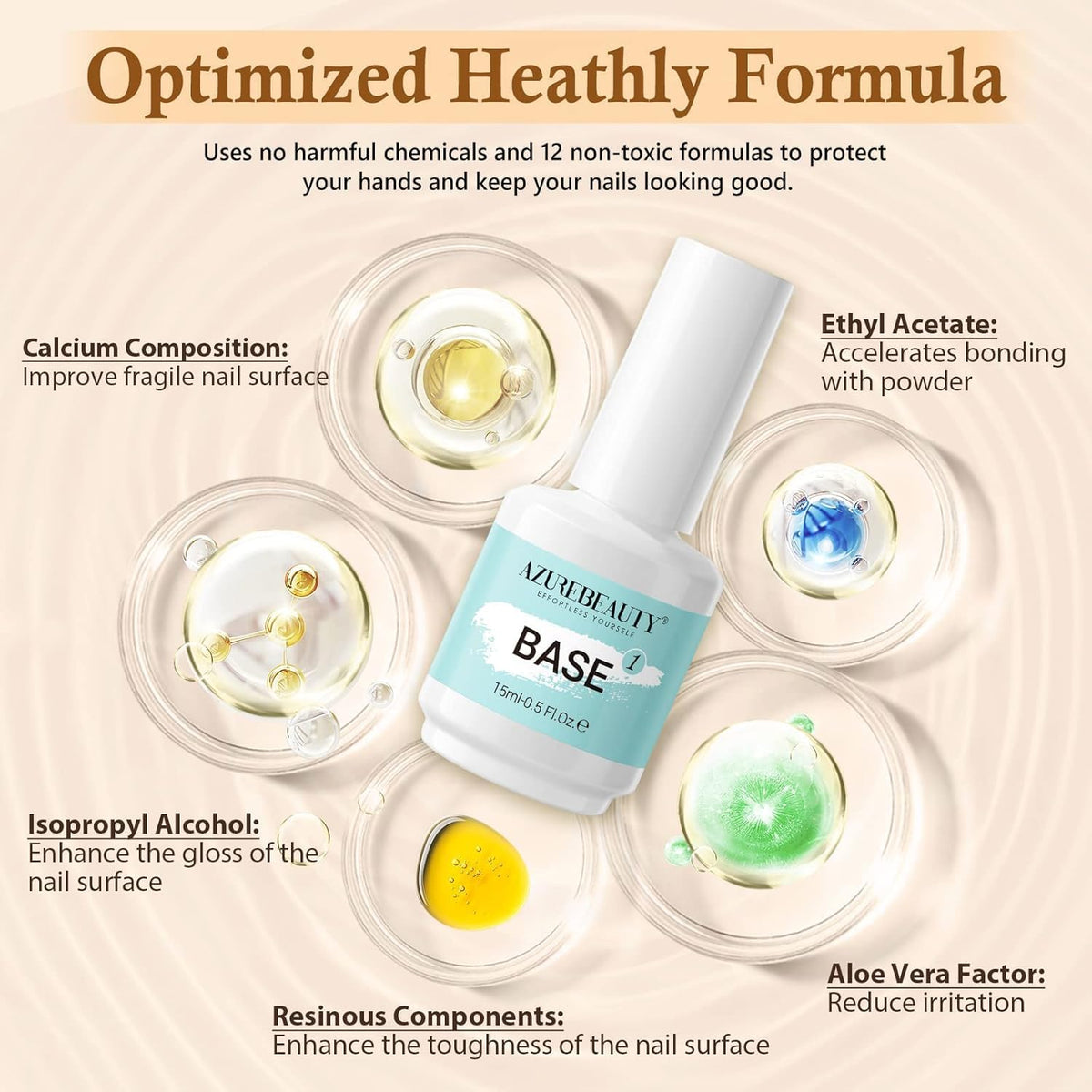 AzureBeauty Dip Powder Liquid Set 15ml/0.5oz 8 Pcs Dipping Base Activator and Top Coat Brush Saver Nail File Necessary Tools for Dip Kit No Lamp Needed