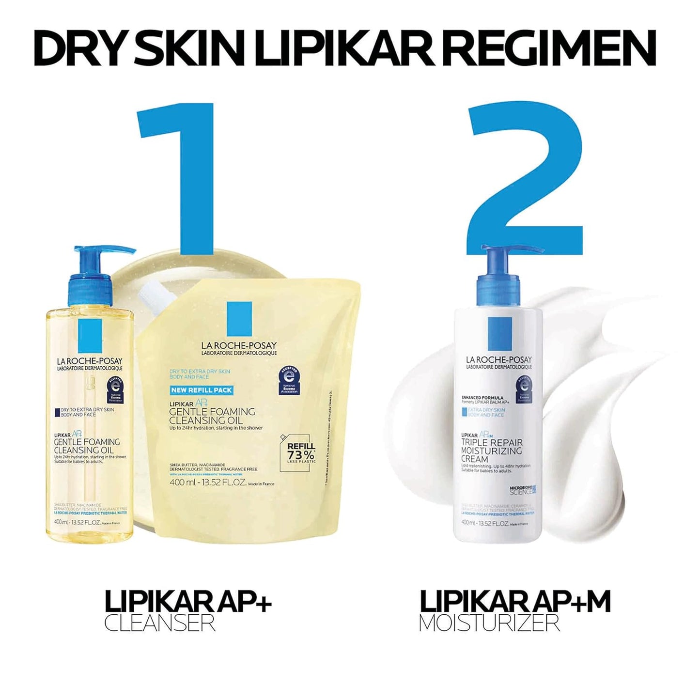 La Roche-Posay Lipikar AP+ Gentle Foaming Cleansing Oil - 400ML | Niacinamide Formula for Face & Body Hydration
