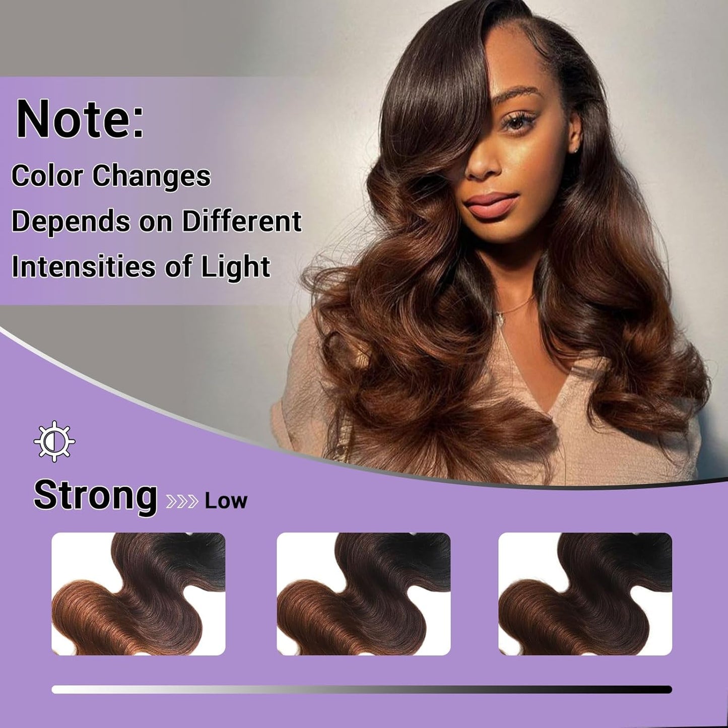 Ombre Body Wave Lace Closure - 100% Real Human Hair, Chestnut Brown | 14 Inch, 150% Density