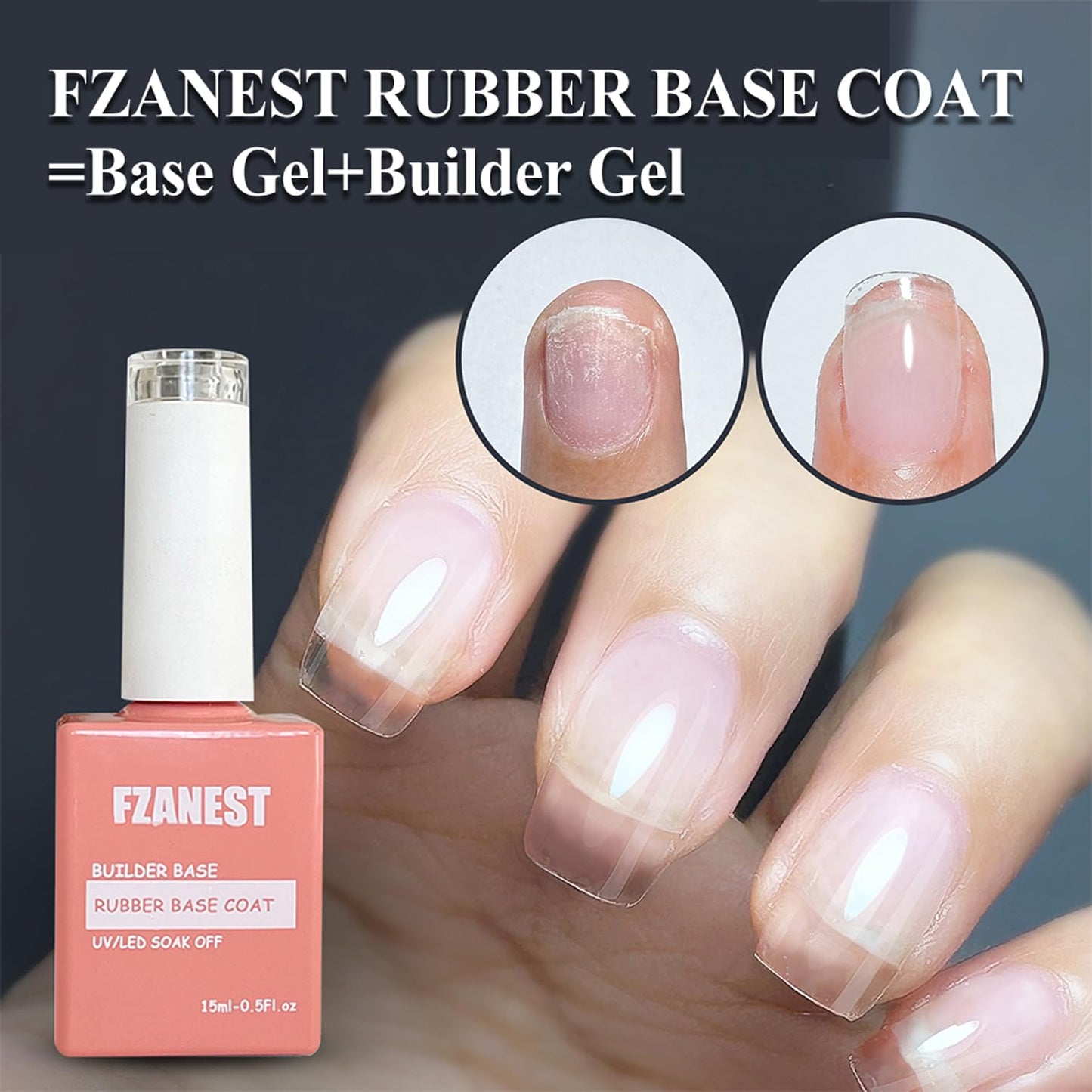 FZANEST Builder Gel Milky White Gel Polish Rubber Base For Nail Strengthener Extension LED Lamp Cured Color Base Nail Polish in Bottle