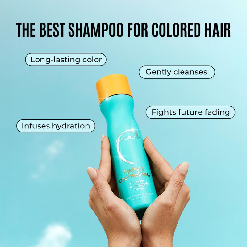 Malibu C Hydrate Color Wellness Shampoo - Shampoo for Color Treated Hair and Fights Fade - Sulfate Free + Gentle Cleansing Hair Care (9 oz)