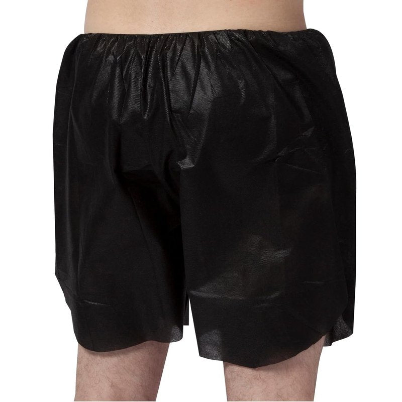 Men’s Disposable Boxer Shorts - Professional Massage, Tanning & Waxing | Black, 50-Count, One Size Fits Most