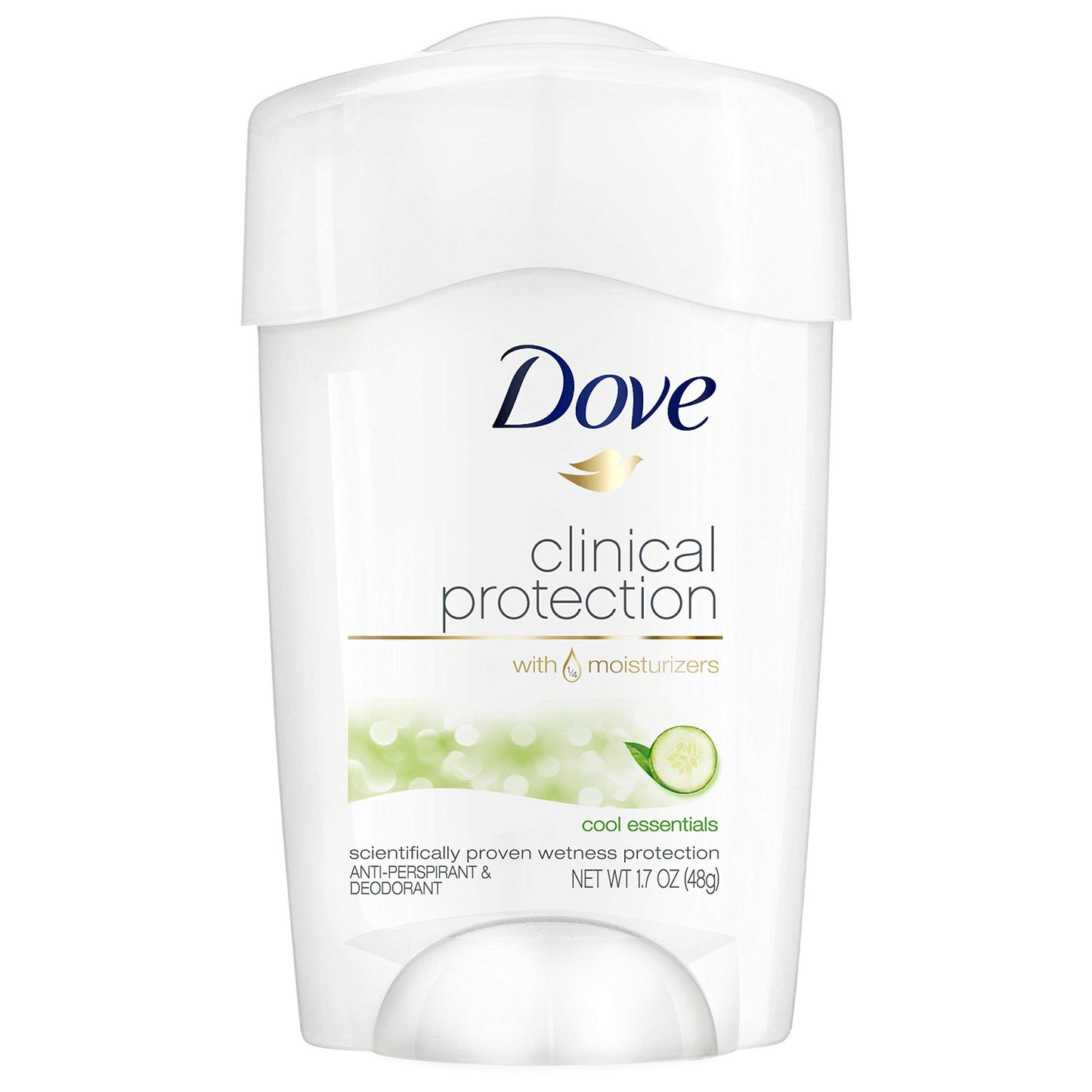 Dove Deodorant for Women, Clinical Protection Antiperspirant, Cool Essentials 4-Pack – Prescription Strength Wetness Protection with ¼ Moisturizers, 1.7 Oz Ea