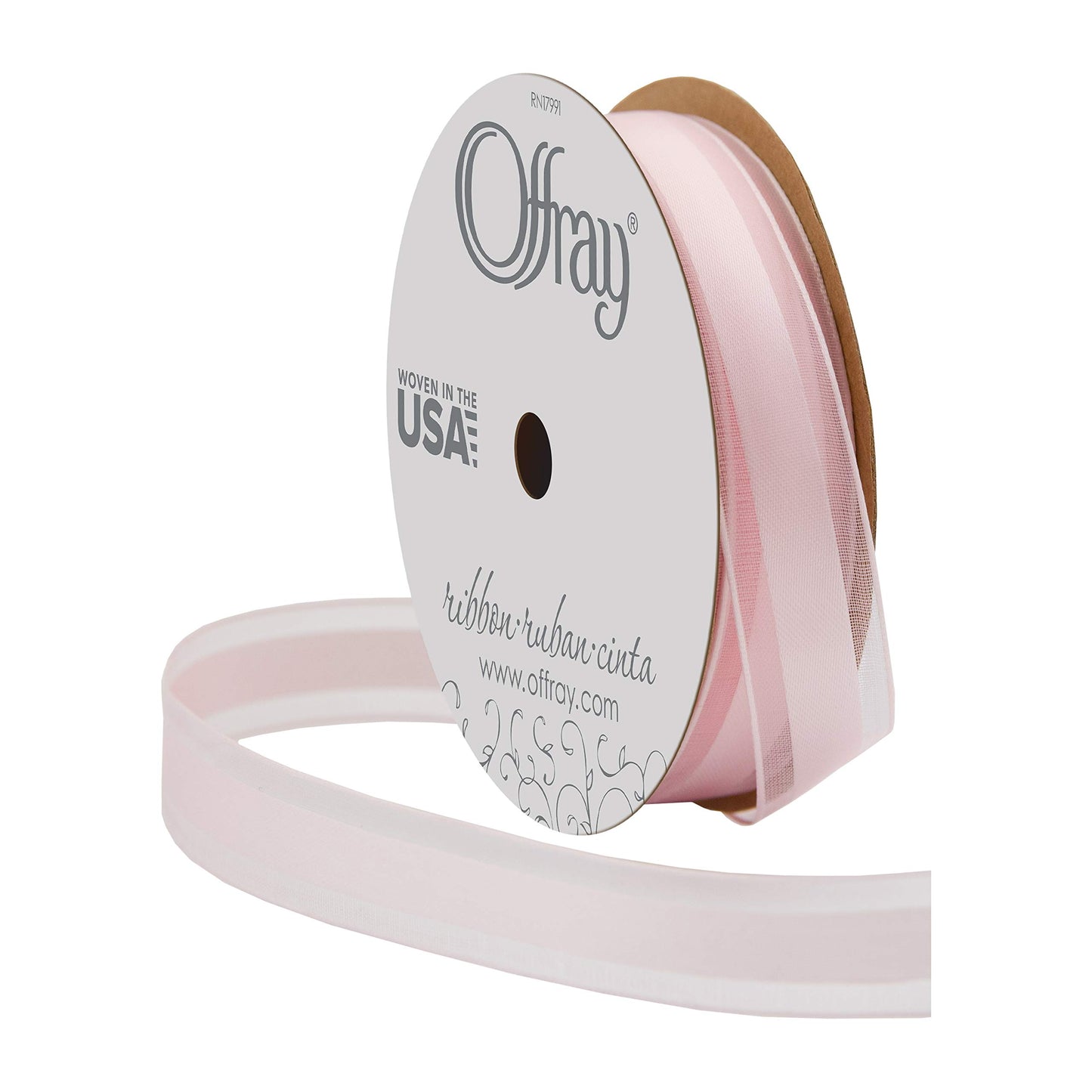 Offray 5/8" Wide Garbo Craft Ribbon, 3 Yards, Powder Pink