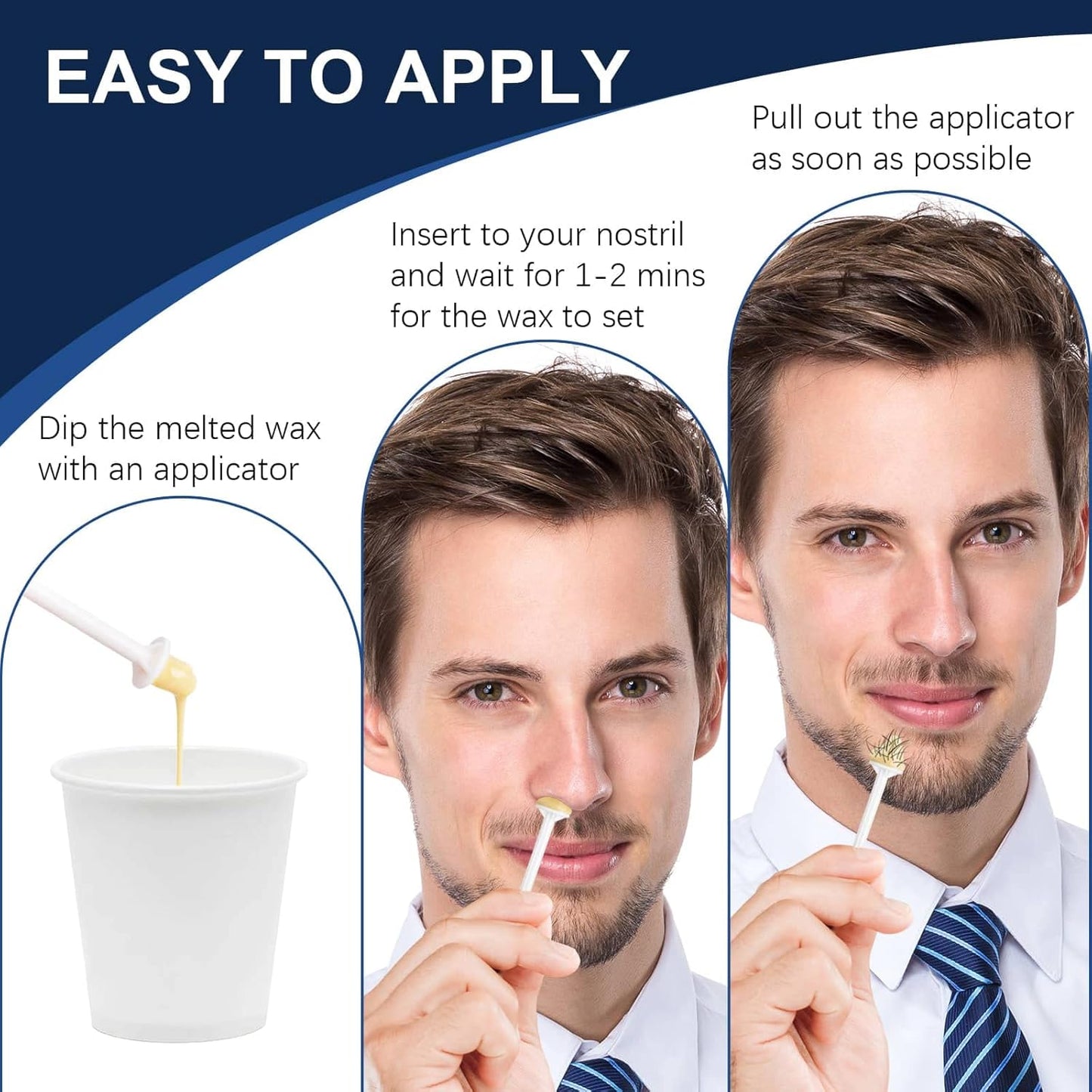 60 Pieces Plastic Wax Applicator Wands with Disposable Spatulas for Nose Hair Removal and Nostril Cleaning