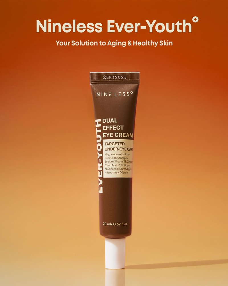 NINELESS Ever-Youth Dual Effect Eye Cream Korean Skincare Instant Lifting Technology for Firm Eyes with Niacinamide Adenosine Hyaluronic Acid Ceramides for Fine Lines Bags Puffiness 0.5 fl oz