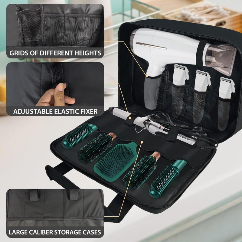 Jenlan Barber Tool Bag - 13.9x3.94x11.02in Travel Case for Hair Clippers & Trimmers, Portable Storage Organizer with Multiple Pockets for Combs, Razors & Barber Supplies(Soft-shell,ONLY BAG)