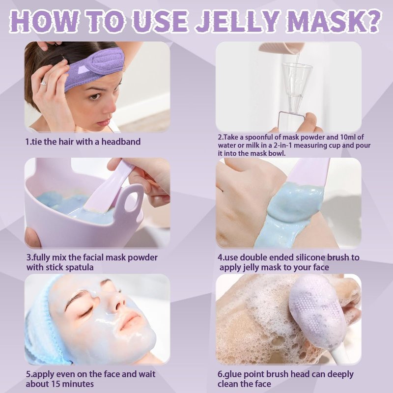 Jelly Mask Set,Hyalorunic Acid Jelly Masks For Facials Professional,Rose Hydro Jelly Face Mask,with Facial Mask Mixing Bowl Set,Headband,Birthday Gifts for Women,Gift Set for Valentine's, Mother's Day