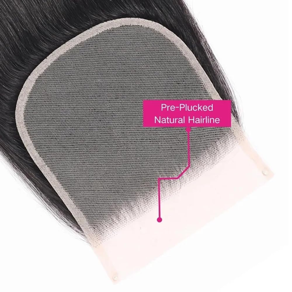 5x5 Lace Closure Straight Closure Human Hair Hd Transparent Lace Front 12A Virgin Human Hair Free Part Pre Plucked with Baby Hair Lace Frontal Natural Black Color 14 Inch