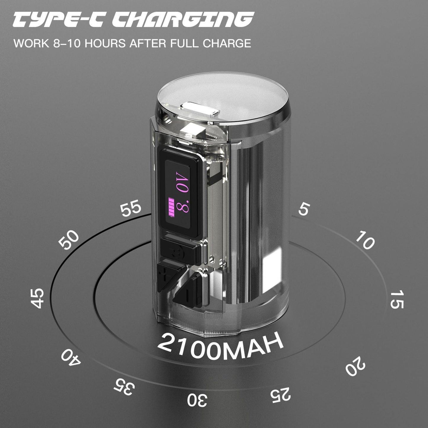 Wormhole Tattoo Gun Wireless Tattoo Machine LED Digital Display Wireless Tattoo Pen Tattoo Pen with 2100mah Capacity Detachable Tattoo Power Supply for Beginner and Artist HP67-B