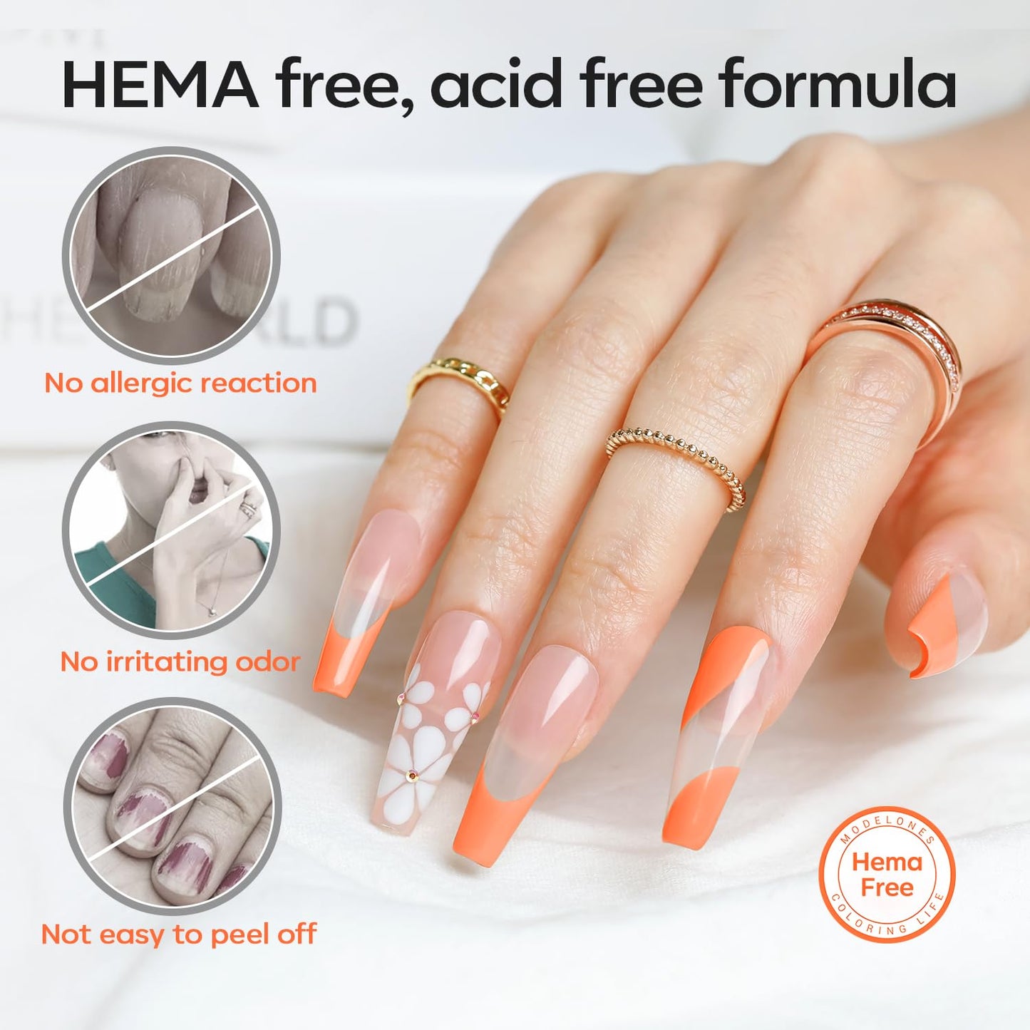 modelones Nail Primer, 15 ml Acid Free No Lift Bond Primer, Hema-Free Bonder for Gel Polish Nail Supplies Set