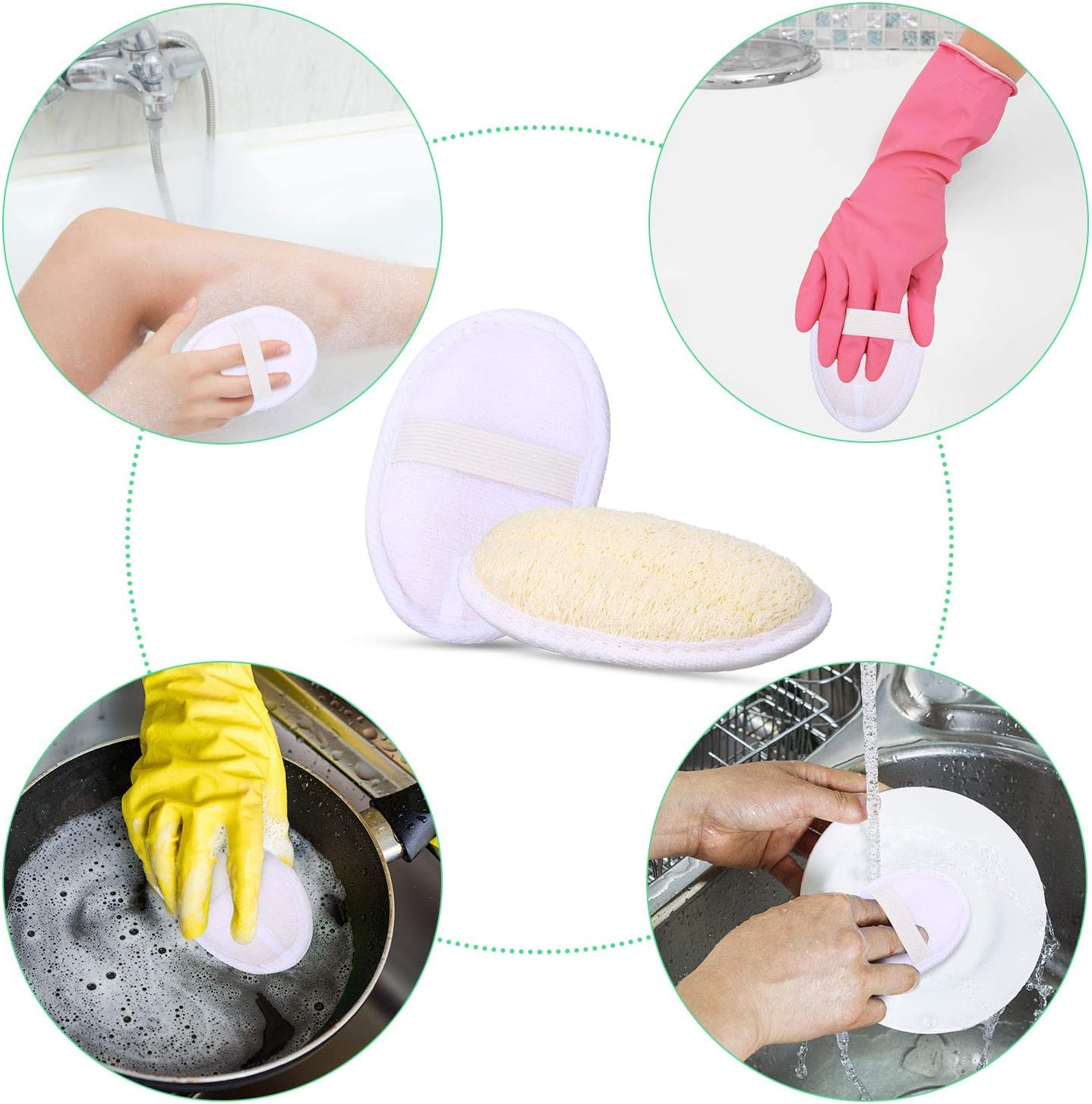 Loofah Pads - 24 Pcs Natural Exfoliating Mini Sponge Set for Bath & Shower | Ideal for Spa & Travel