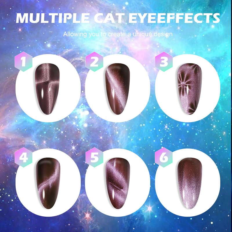 noirwhite Gel Nail Polish Set, 12 Colors Holographic Glitter Neon Cat Eye Gel Nail Polish Kit with Magnet Base Top Coat Magnetic Nail Polish Starter Kit Nails Art DIY Home Salon Gift for Girls Women
