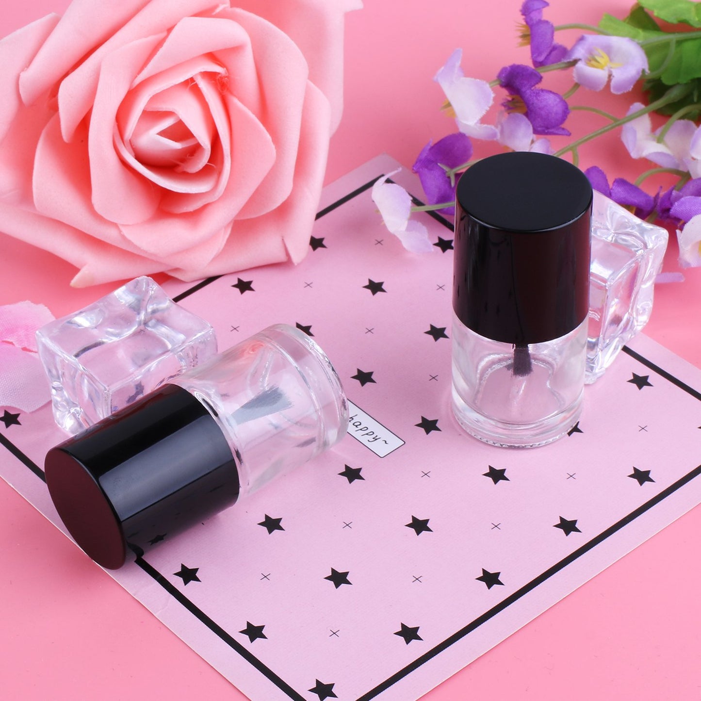 Empty Nail Polish Glass Bottles - 10ML 6PCS Set with Brush Cap, Funnel & Mixing Balls for Nail Art