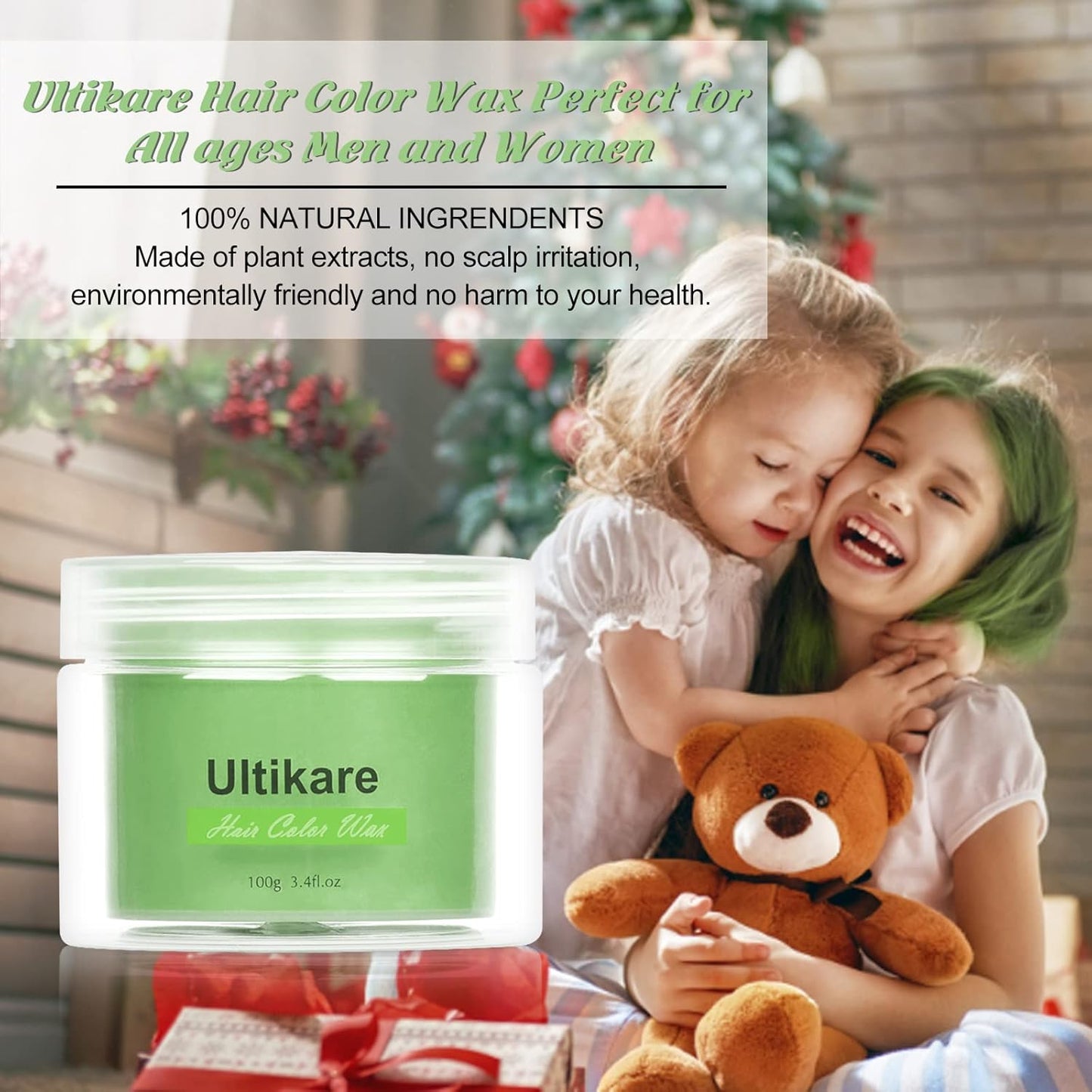Temporary Hair Color for Kids, Ultikare Orange Hair Dye Washable Natural Hair Wax Color Chalk Mud Cream DIY Hairstyle Clay For Dark Hair Halloween, Cosplay, Party, Christmas Gift Girls 3.4 Fl Oz