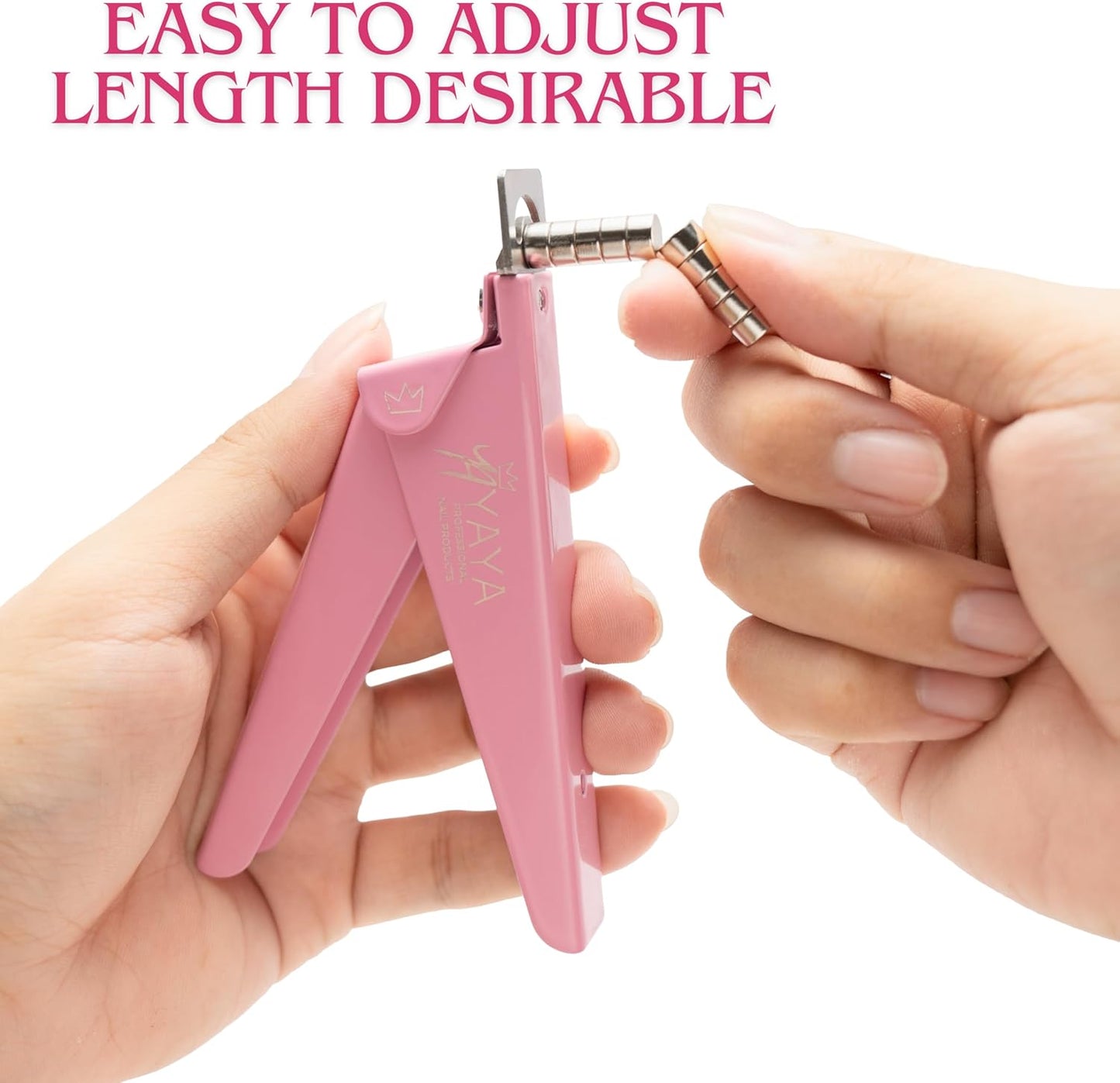 Yaya Acrylic False Nail Clippers with Magnets,Nail Cutters for Nail Tips,Nail Tip Cutter with Length Measurement, Acrylic Nail Cutter with Sizer Magnets, Manicure Tool for Salon Home Nail Art.