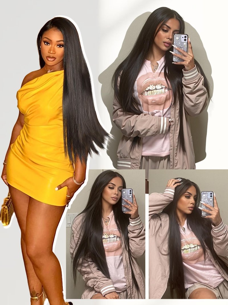 WIGER Copper Brown Straight Lace Front Wig Long 28 Inch Pre Plucked Hairline Wig for Women Natural Looking Synthetic Straight Wig for Daily Halloween Costume Party