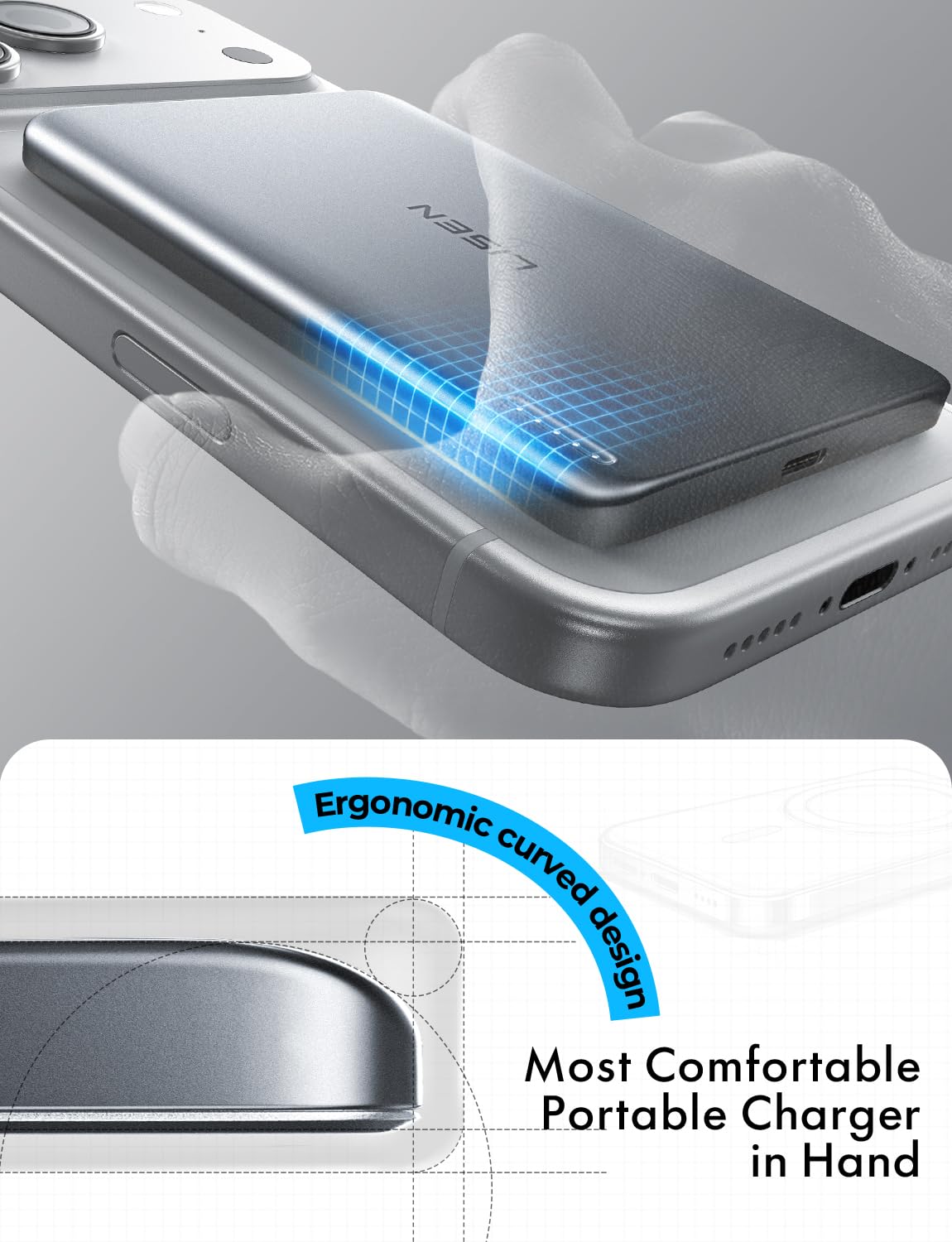 LISEN Qi2 15W Ultra Slim MagSafe Battery Pack,5000mAh Fast Charging MagSafe Power Bank Slim Wireless,Slim Magnetic Portable Charger,Magnetic Power Bank for iPhone Air/17/16/15-12 Series,Pink