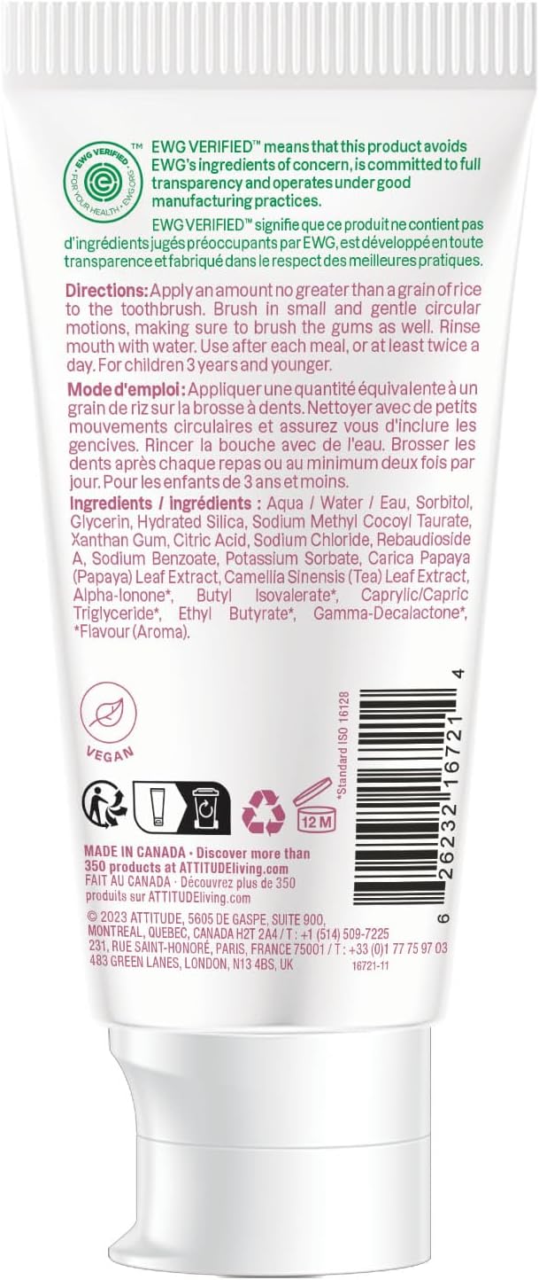 Fluoride-Free Training Toothpaste for Kids - Natural Vegan Strawberry Flavor | 2.6 Oz (Pack of 6)