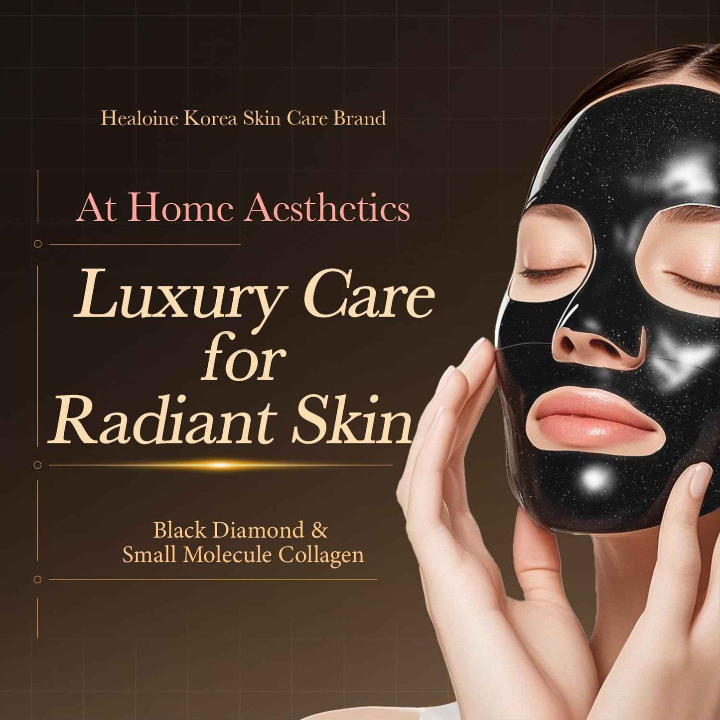 HEALOINE Black Diamond Facial Mask Collagen Face Mask Lifting and Firming, Tone Tighten Korea Skincare for Spa-Grade Skincare for Radiant Skin Face Mask Set of 2 (1.05 oz each)