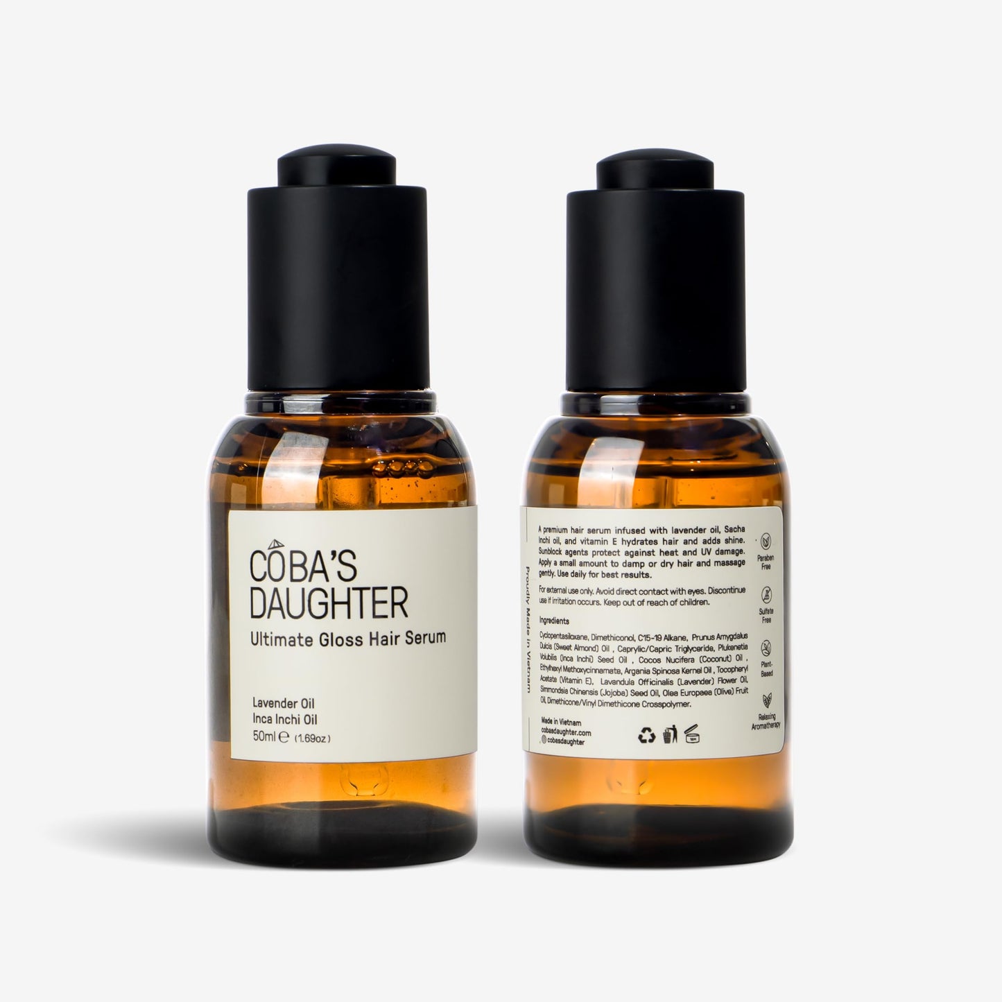 COBA'S DAUGHTER Heat Protectant & Frizz Control Oil | 7 Herbal Oils Infused | Hair Gloss Treatment | Hair Perfume | Nourishing Serum for Curly Hair| Dry Hair | Lavender Scent (1.69 oz)