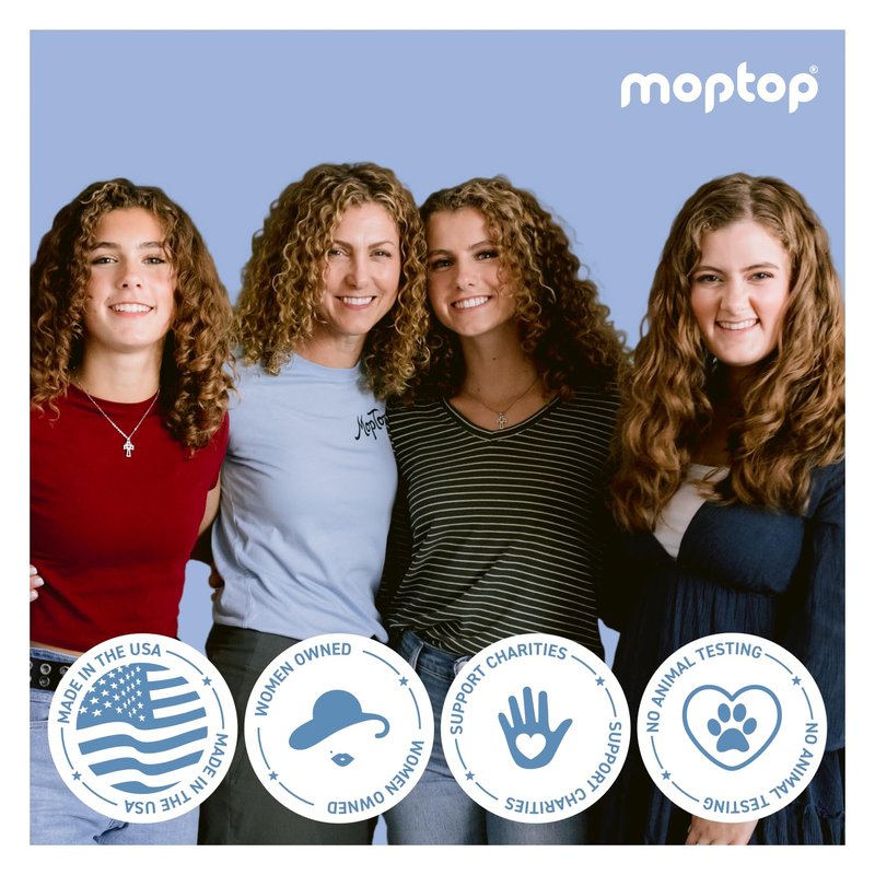 MopTop Daily Curly Hair Conditioner – Silicone & Sulfate Free Conditioner Helps Restore Dry Damaged Hair & Reduce Frizz, Paraben Free Natural Hair Products for All Hair Types (Bamboo, 2pk)