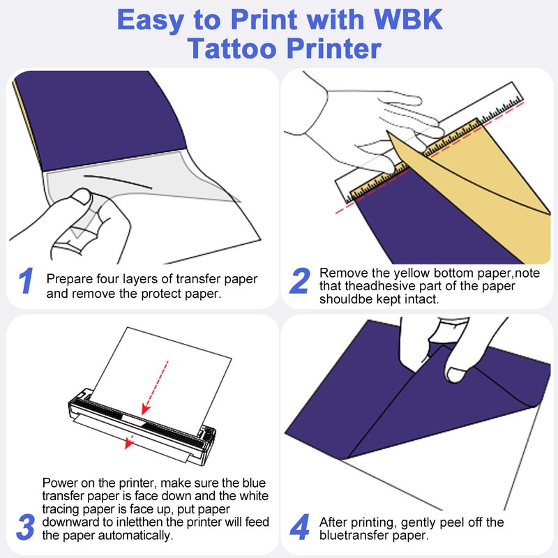 wbk Tattoo Stencil Printer,2026 New Thermal Portable Wireless Bluetooth Inkless Tattoo Printer Machine for Tattoo Beginners&Artists,with 3pcs Tattoo Transfer Paper,Compatible with Phone/Pc&Pad