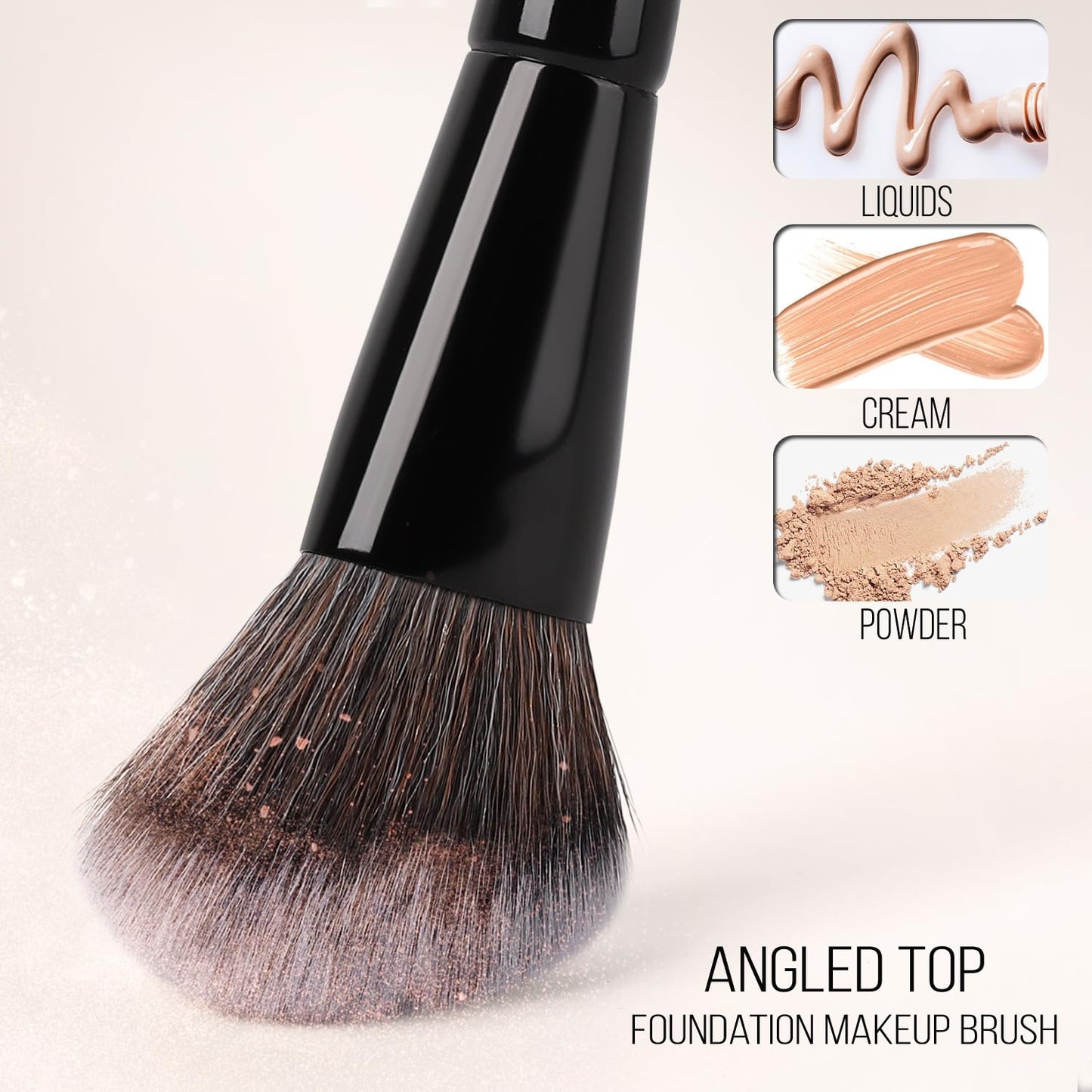 KINGMAS Foundation Makeup Brush, Double-ended Angled/Round Top Contour Brush for Beauty Blending Liquid Powder, Concealer Cream Cosmetics Blush Makeup Brush (Brown)