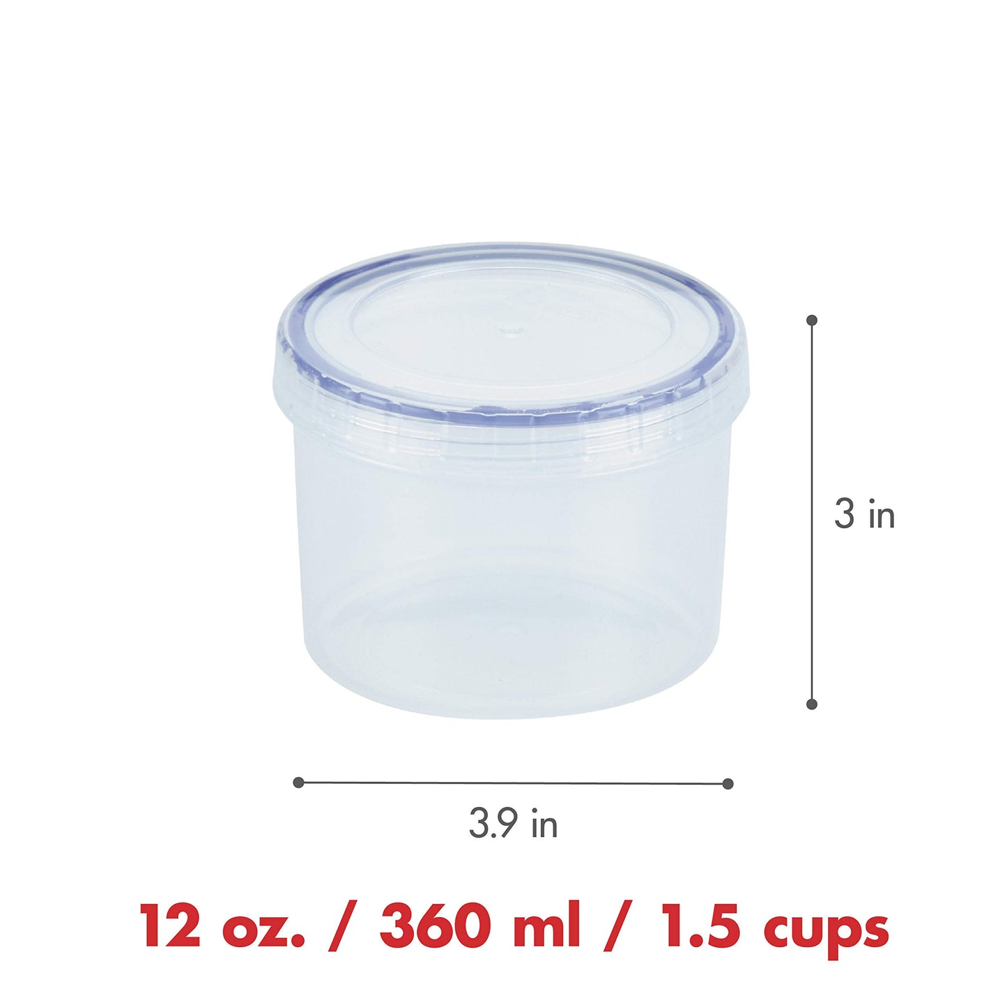 LocknLock Easy Essentials Twist Food Storage lids/Airtight containers, BPA Free, Short-12 oz-for Coffee, Clear