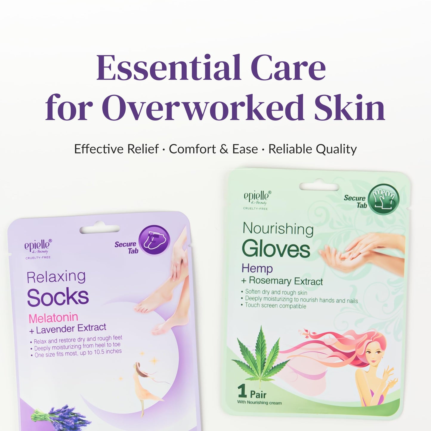 Epielle Relaxing & Nourishing Hand & Foot Masks, Soften Dry, Overworked Skin, Self Care Gifts for Women, Spa Kit, 6 Moisturizing Gloves & 6 Moisturizing Socks