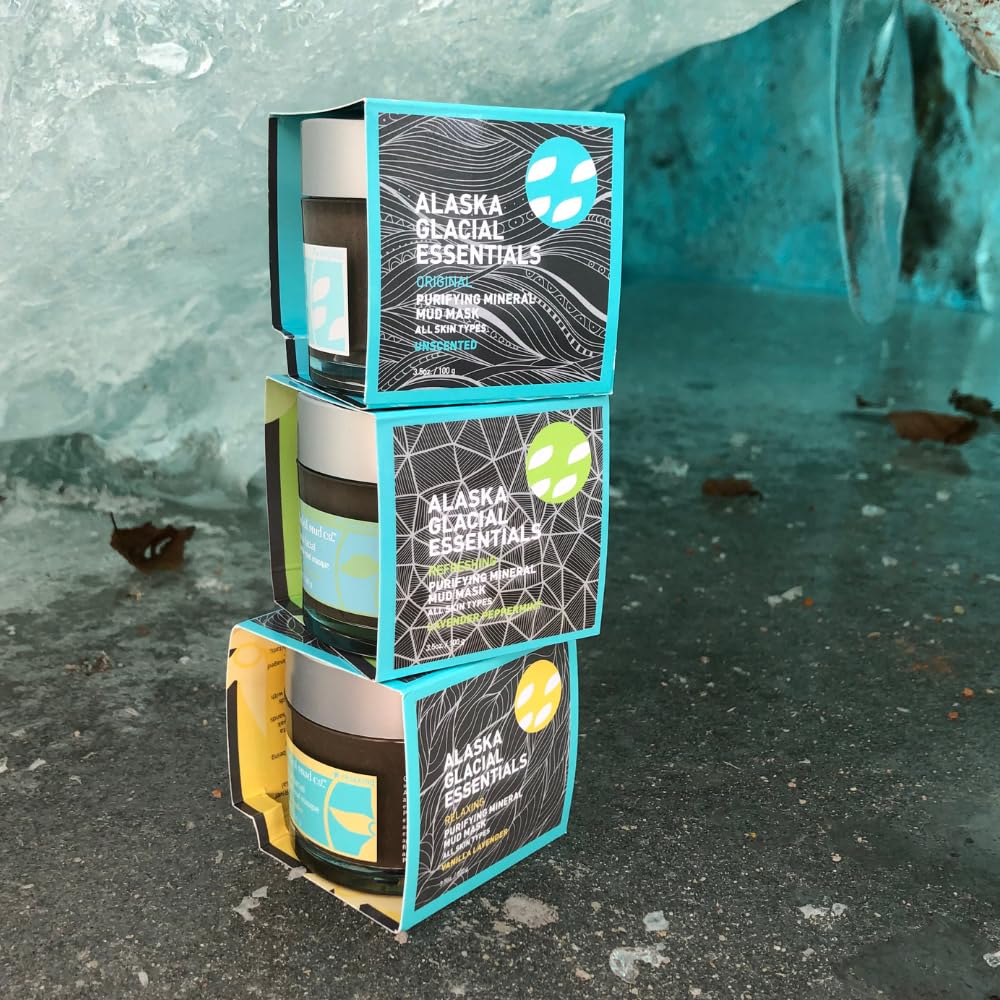 Alaska Glacial Purifying Mineral Mud Mask with Glacial Clay & Botanicals for Sensitive Skin | Detoxifies, Hydrates & Smooths | Anti-Aging Facial Mask โ Unscented, 3.5oz