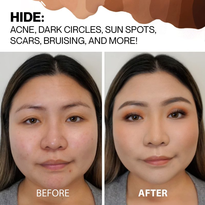 HIDE Multi-Use Full Coverage Concealer, Oil-Free & Longwearing Under Eye Concealer for Blemishes, Dark Circles, & Contouring, Vegan, Cruelty-Free, Light Beige, 0.5 fl oz