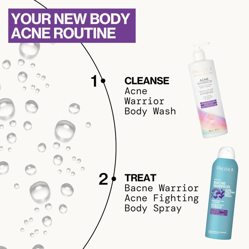 Pacifica Beauty Acne Warrior Acne Fighting Body Wash with Pump, Bath and Shower Gel, 2% Salicylic Acid, Cucumber, Niacinamide, Aloe, Acne Treatment, Blemishes, Vegan, 12 fl oz (1 Count)