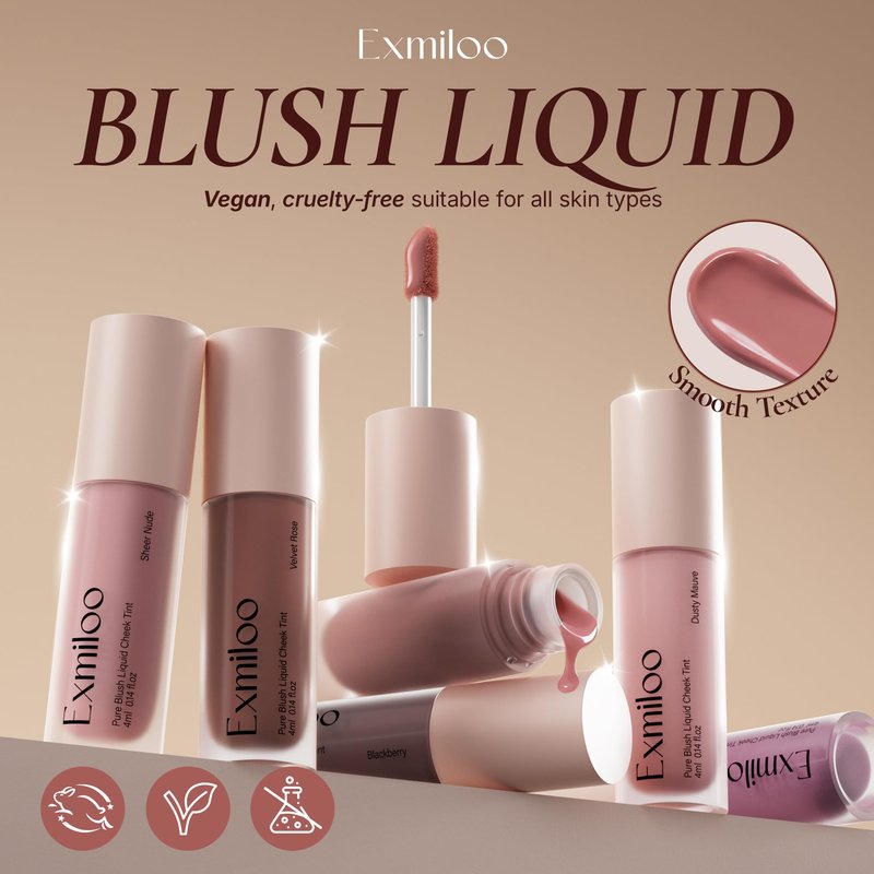 Exmiloo Liquid Blush - Dewy Liquid Blush for Cheeks, Lightweight & Buildable Blush Liquid Makeup for a Natural Everyday Look, Vegan & Cruelty-Free, Dewy Hope