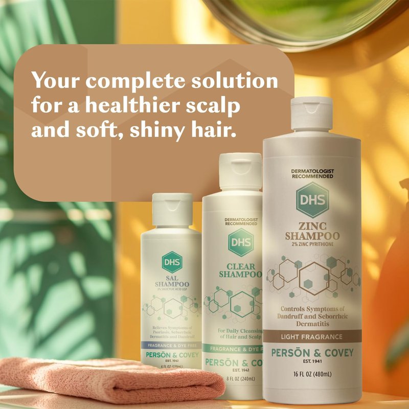 DHS Zinc Shampoo – Dandruff Shampoo – for Flaky and Dry Scalp with 2% Zinc Pyrithione, 16 oz