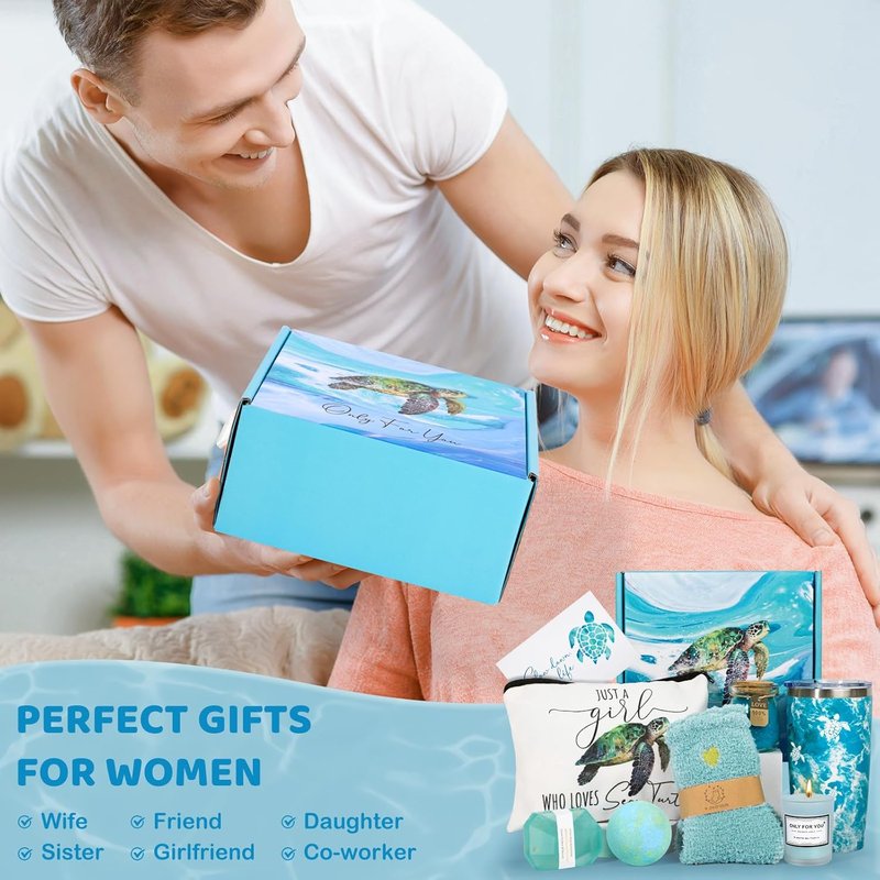 Sea Turtle Gifts for Women | Relaxing Spa Gift Basket for Turtle Lovers - Perfect Birthday Gift for Mom, Sister, Friends