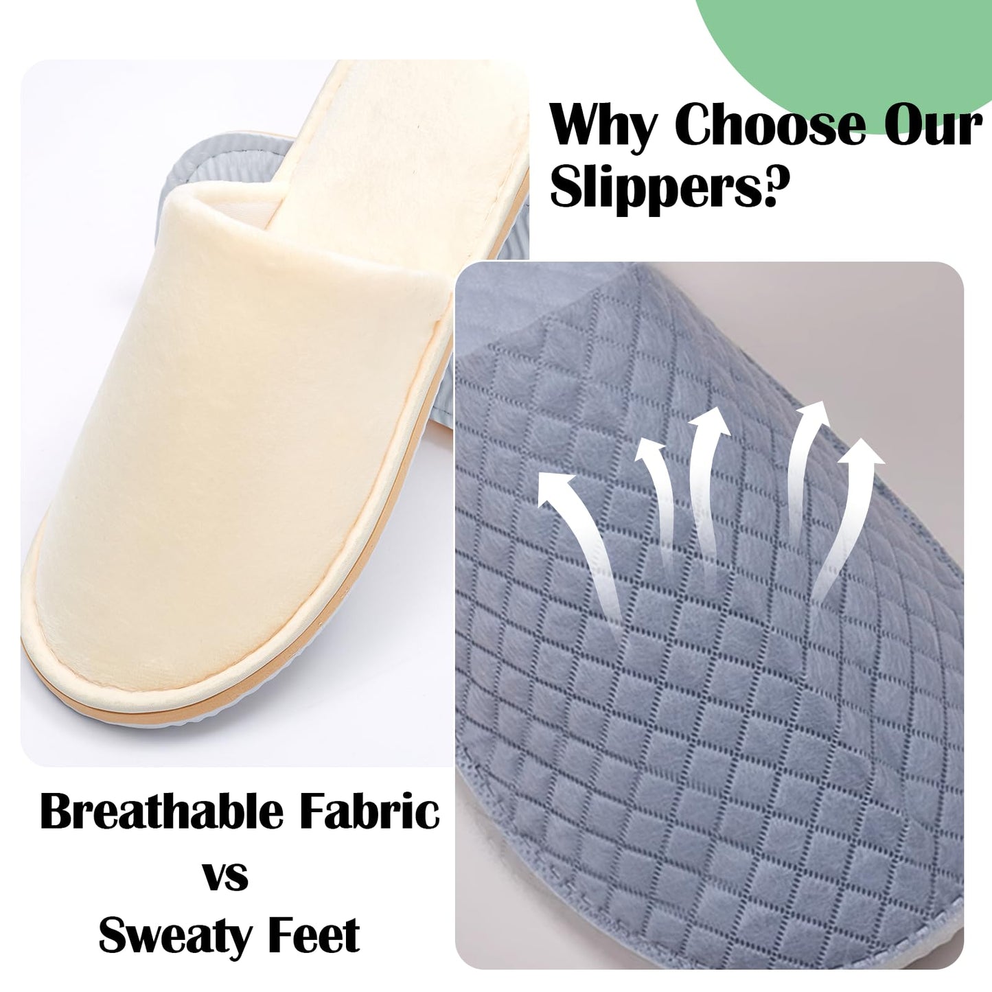 16 Pack Premium Spa Slippers Cooling Breathable Design Non Slip for Hotels Travel Home Use Bulk Value Set with Transparent Pouch(gray)