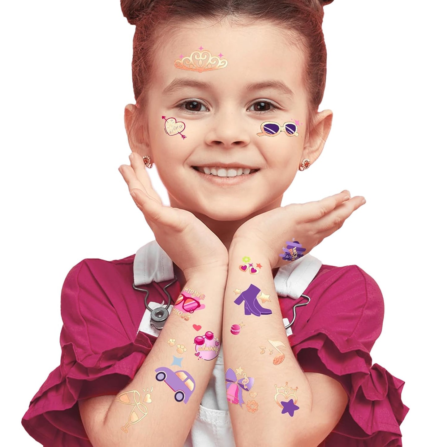 Waterproof Temporary Tattoos - 118pcs Groovy Fake Tattoo for Kids Birthday Party Supplies, Star Unicorn Smiley Rainbow Flower Candy Crown Arts and Crafts for Boys or Girls 6 7 8 9 10 11 12 years old