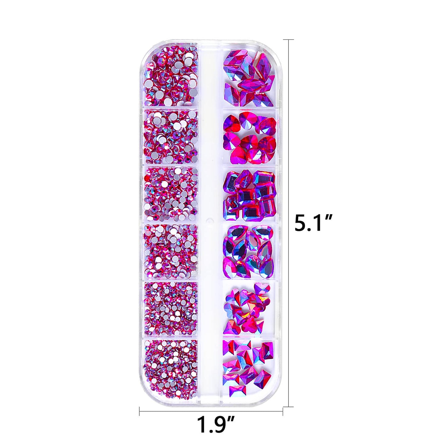 XEAOHESY 1620pcs Flat Back Pink Nail Rhinestones Rose AB Rhinestones for Nails Nail Crystal Rhinestones for Acrylic Nails Gems Glass Beads Stones for Nails