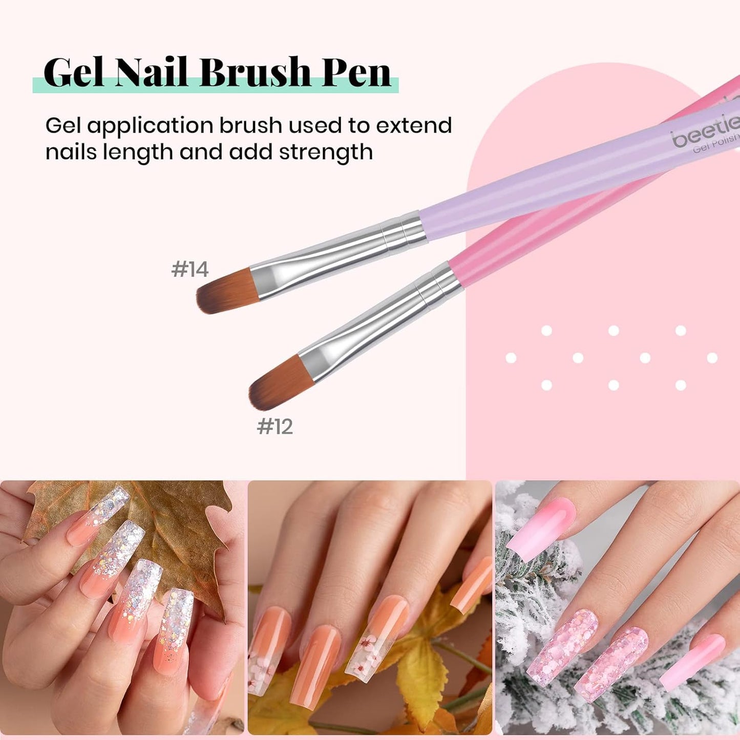 Beetles Nail Art Brushes, 8pcs Double-headed Nail Art Tool Set, Nail Dotting Tools, Striping Nail Art Brushes for Lines, Nail Drawing Pen with Bow knot Stickers Gift for Women