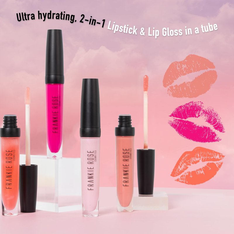 Frankie Rose Cosmetics Lip Gloss | Non-Sticky Formula, Long Lasting Gloss Shimmer, Bold Pigment & Hydrating Gloss of Lips, Fashionista Shimmer Lip Gloss, 20g