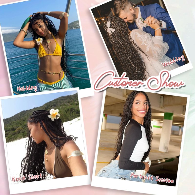 Eeanno Goddess Box Braids Crochet Hair 18 Inch 7 Packs Mixed Blonde 613 Boho Crochet Hair for Women Pre Looped Crochet Box Braids with Curly Ends, P27613