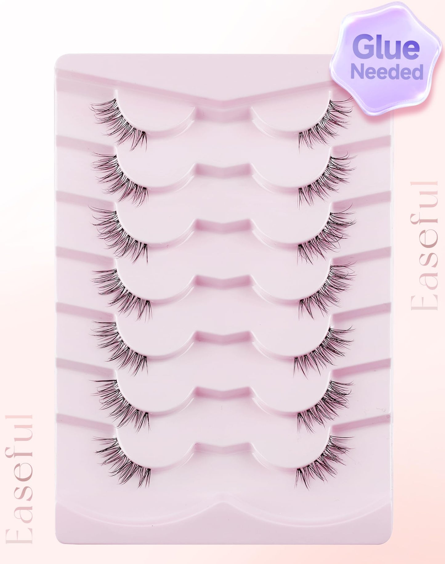 Easeful Half Lashes Natural Corner Eyelashes Wispy Natural Look Clear Band 3/4 Lashes Half-01
