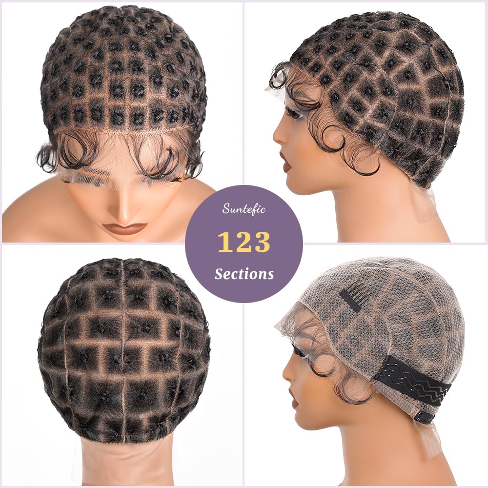 Braided Wig Cap With Baby Hair Crochet Wig Cap For Crochet Braids Hair Glueless Double Full Hd Lace Wig Caps For Black Women(#1B Black,123 Sections)