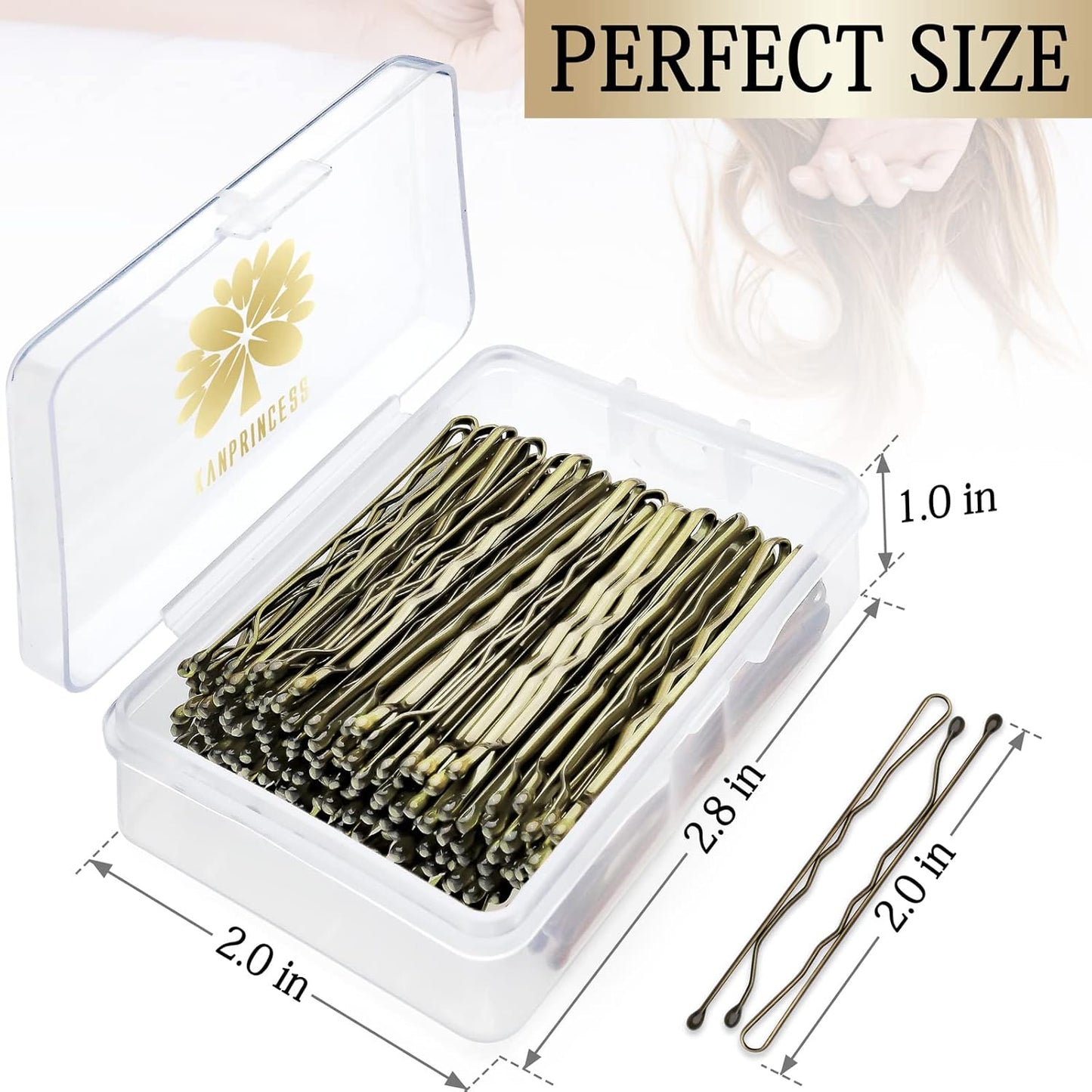100PCS 2Inches Hair Pins Kit Secure Hold Bobby Pins Clips for Women Girls and Hairdressing Salon With Clear Storage Box(Black)