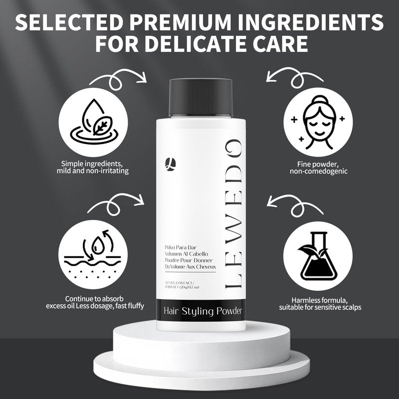 lewedo Volumizing Styling Powder 20g - Natural Volume & Matte Finish for Men, Oil-Absorbing Texture Powder with Adjustable Nozzle