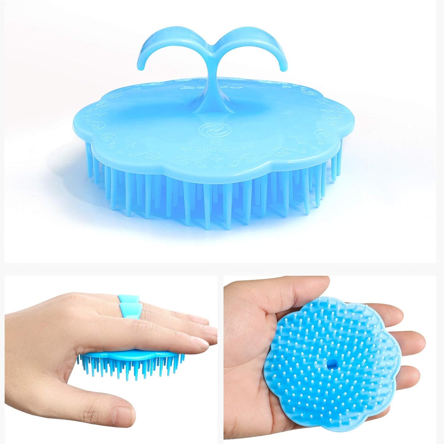 4Pack Hair Scalp Exfoliator Brush Dandruff Cleaning brush, Flexible Scalp Massager, Shower Shampoo Brush for Home, Office, Travel and Pets-BBTL